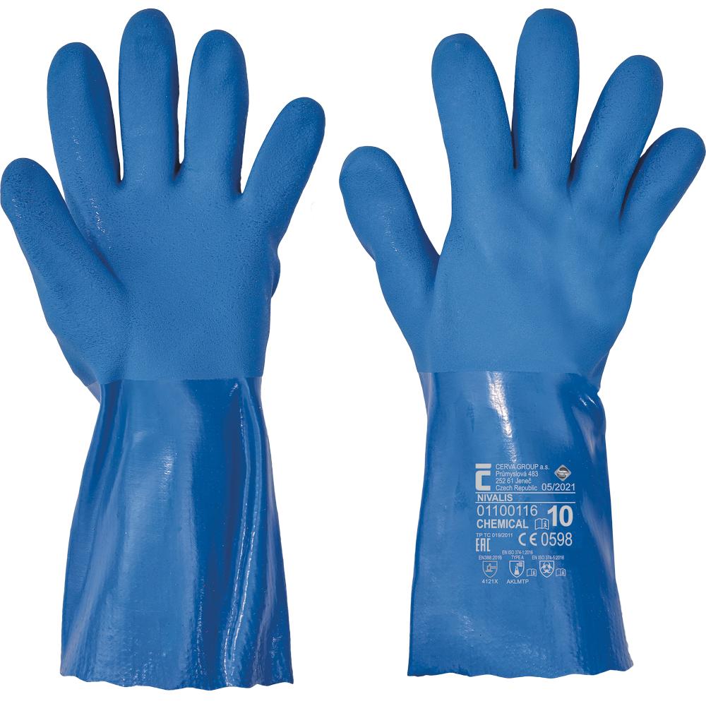 Červa NIVALIS rukavice celomáč.v modrém PVC vel.10