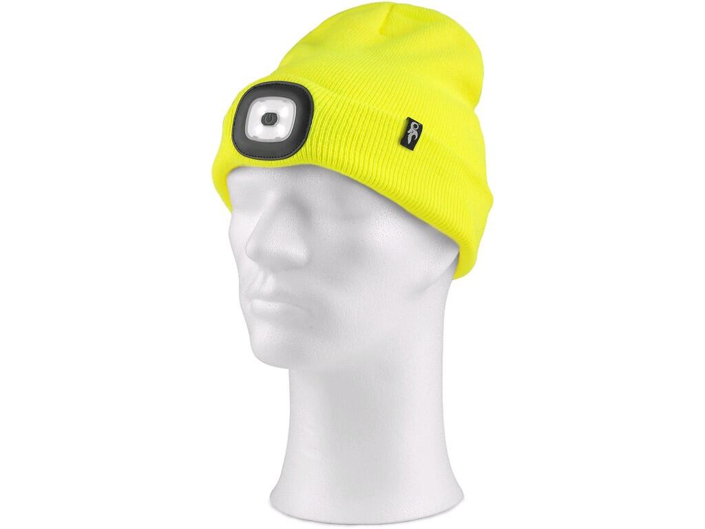 CXS TYNAN Zimní pletená čepice s LED světlem žlutá