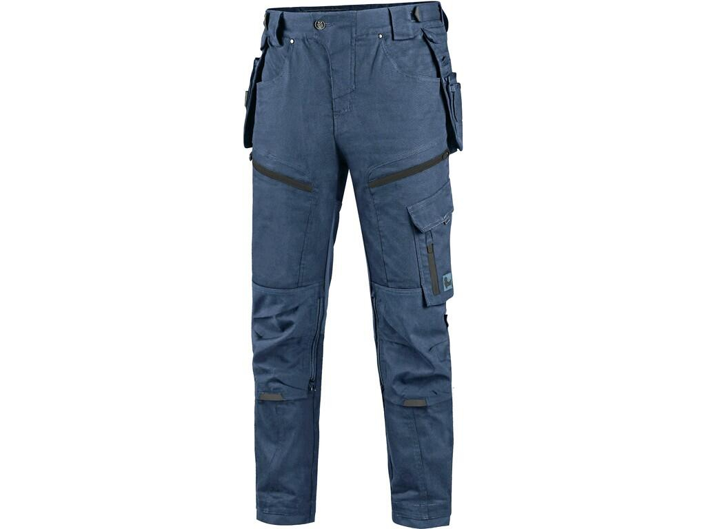 CXS Pánské pracovní kalhoty LEONIS modré s černými doplňky vel.50
