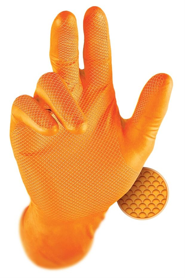 Jednorázové rukavice GRIPPAZ® 246A oranžová vel.11