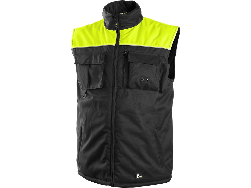 CXS Pánská zimní vesta SEATTLE, fleece, černo-žlutá, vel. XL