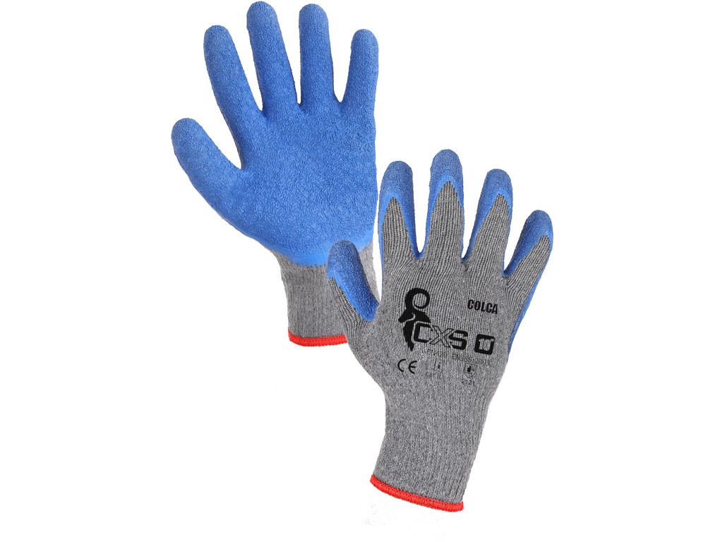 CXS Povrstvené rukavice COLCA, šedo - modrá, vel. 8