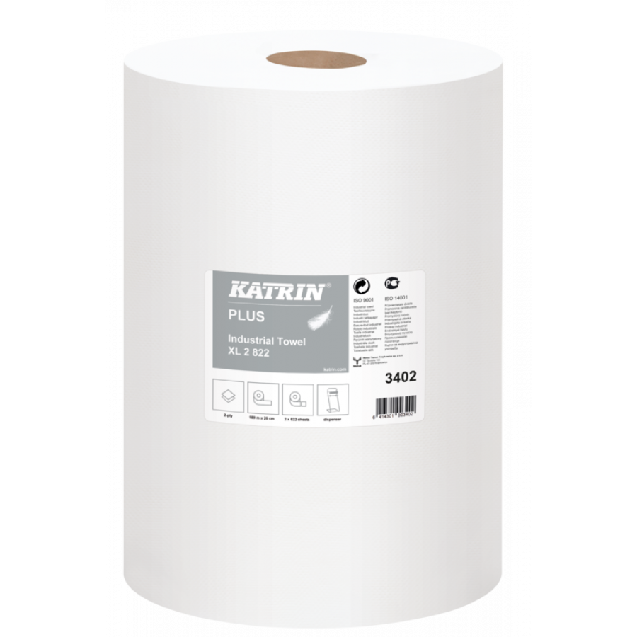 Průmyslové papírové utěrky v roli KATRIN PLUS XL2  260mm x 180m x pr. 240mm