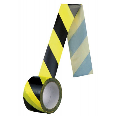 Páska samolepící žluto-černá, normová, 60mm/pravá