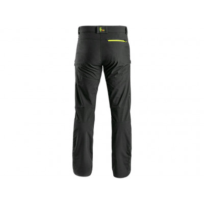 Kalhoty  AKRON, softshell, černé s HV žluto/oranžovými doplňky
